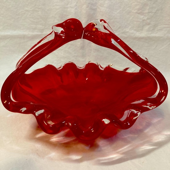 Murano Handblown Glass Art Basket/ Bowl - Picture 2 of 6